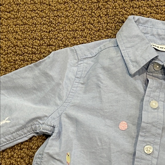 Janie and Jack The Embroidered Oxford Shirt Columbo Blue Bunny 12-18 mos Easter - Picture 3 of 15